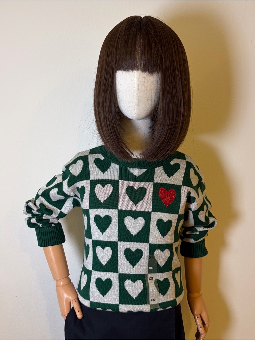 Epic Threads Girls Heart Sweater NWT Green/White XS (5-6)